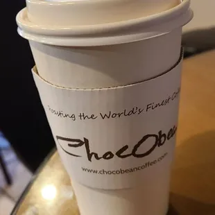 a coffee cup on a table