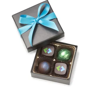 Customized and personalized for corporate gifts.  3-4 week lead time.  The same great chocolate!