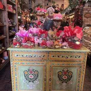 a colorfully decorated cabinet in a store