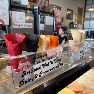 a variety of ice cream cones