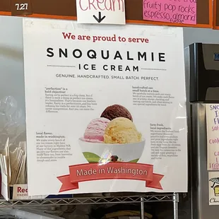 a sign for ice cream