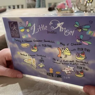 Kids menu