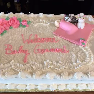 Coconut baby shower cake.  My husband (and everyone else) loved it! He wants one for his birthday