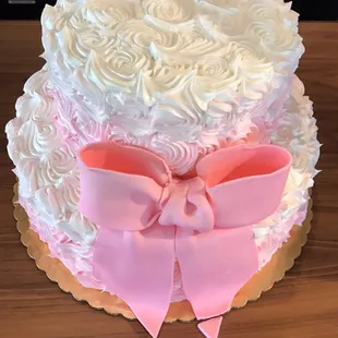 Baby girl shower cake. Loved it!!   Strawberry was delicious