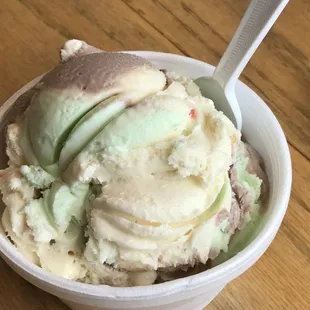 Large scoop of delicious Alinosi's Spumoni