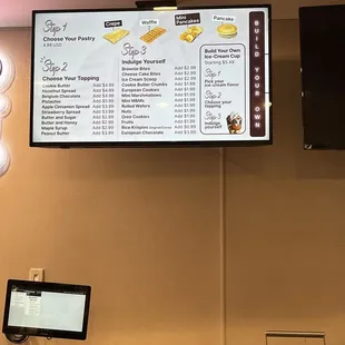 a menu on the wall