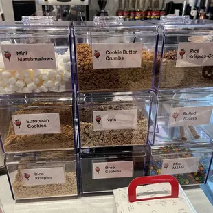 a display of various flavors of chocolate
