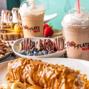 a variety of desserts and drinks