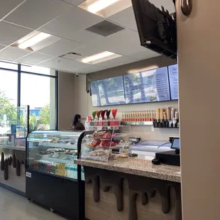 the inside of a chocolate shop