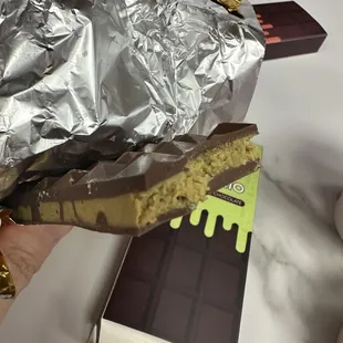 Knafeh Pistachio chcocolate bar with Belgian milk chocolate. Their version of the Dubai chcocolate bar. Delicious! Pricey at $10.