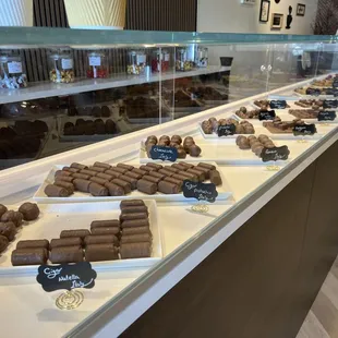 display case of chocolates