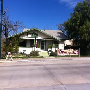 a house with a flag in front of it