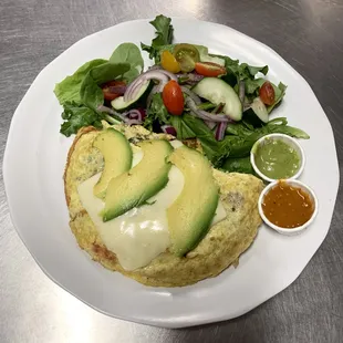 an omelet and a salad