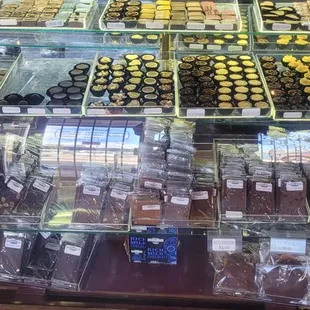 a variety of chocolates on display