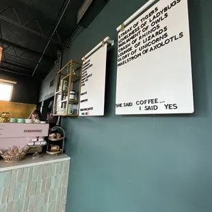 The coffee menu