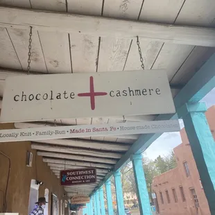 a sign for a chocolate shop