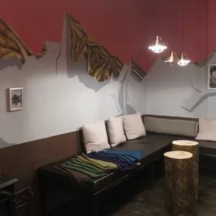 Painted like a candy wrapper, one of 4 rooms to relax on a cashmere pillow while eating chocolate
