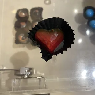 a heart shaped piece of chocolate