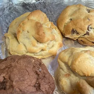 Double chocolate chip, peanut butter chip, chocolate chip