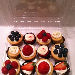 Assorted mini fresh fruit tarts and cakelettes