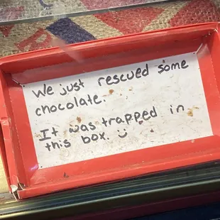 a sign in a box