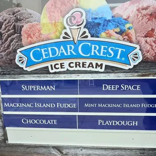 Cedar Crest ice cream flavors as of 8/17/2024