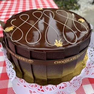 a chocolate cake on a table