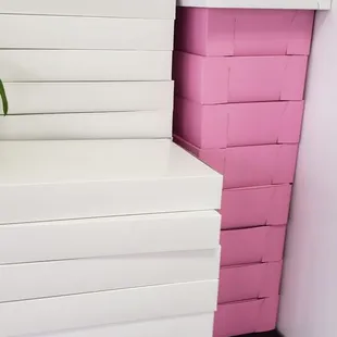They have long white boxes