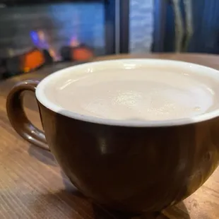 Dark Blossom (dark chocolate and lavender) with almond milk