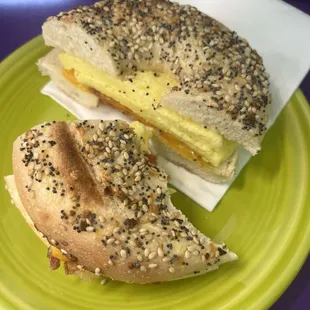 Bagel with turkey sausage and provolone