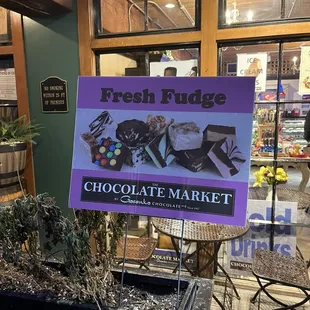 a sign for fresh fudge