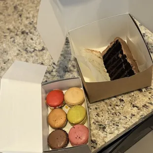 Macarons and the chocolate 3 cake !! Yumm