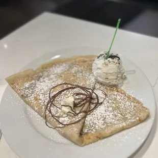 Mascarpone and Nutella Crepe with oreo Gelato Cup