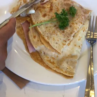 Crepes with Eggs, Ham and Cheese