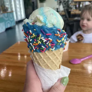 a child in the background
