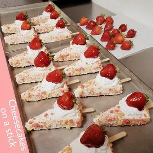 Strawberry Shortcake Cheesecakes on a Stick.