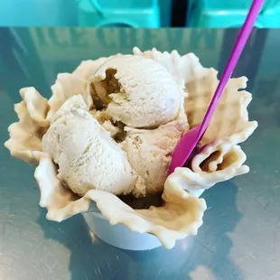 Ice cream in dipped bowl