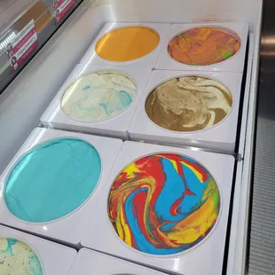 six different flavors of ice cream