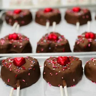 Homemade rice crispy treat dunked in milk
Chocolate