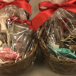 two baskets of chocolates