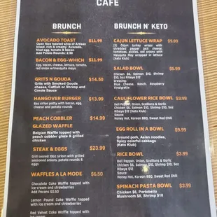 Brunch menu