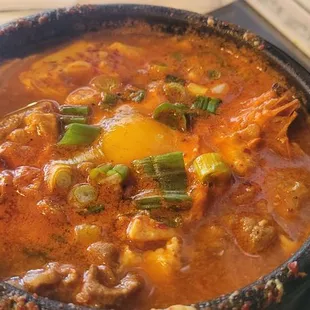 Combination seafood and beef tofu stew