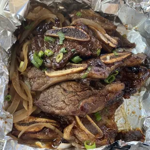 Galbi! They had a lot grilled onions with it! Tasted really good!