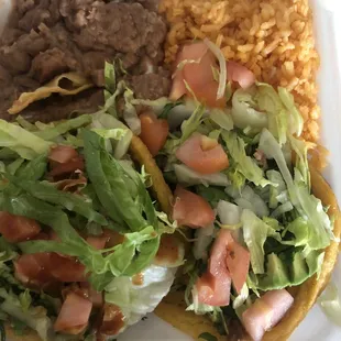 2 bean avocado (no meat) sopes  comes with bean and rice.