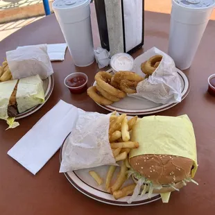 a variety of food items on a table