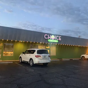 Front of business.