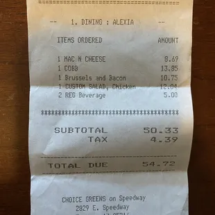 Our receipt