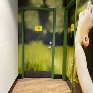 a woman's face in a doorway