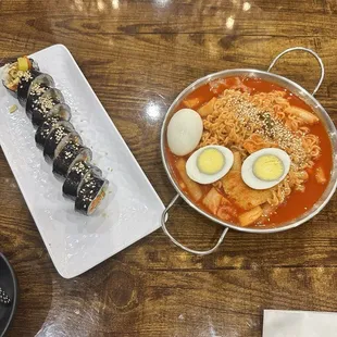 two plates of food on a table