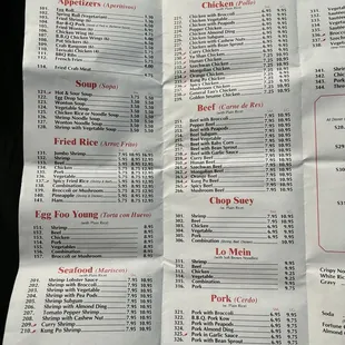 sushi and sashimi, menu